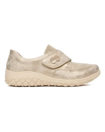 Pantofi dama,  velcro, bej, textil