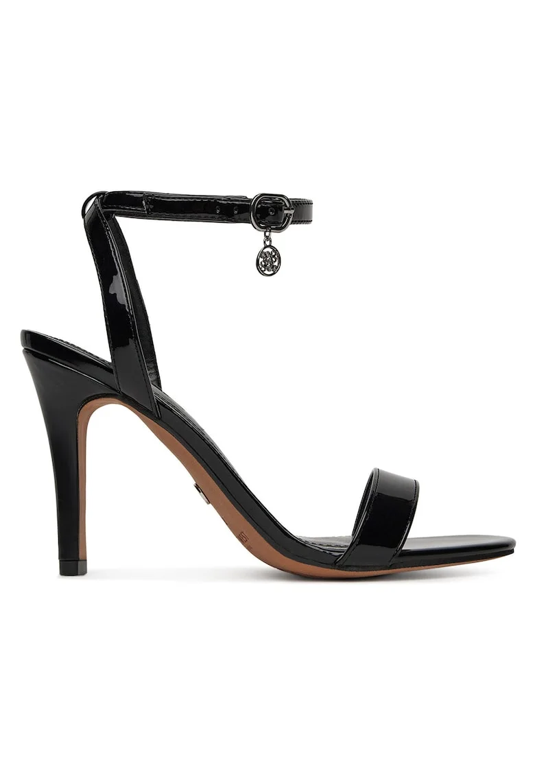Sandale dama,  toc stiletto, material sintetic, negru,