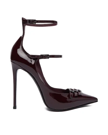 Pantofi dama,  toc, piele naturala, visiniu,