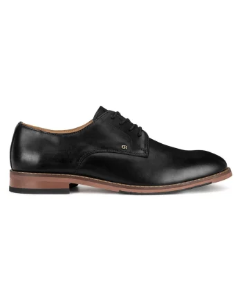 Pantofi barbati,  piele naturala/textil, negru