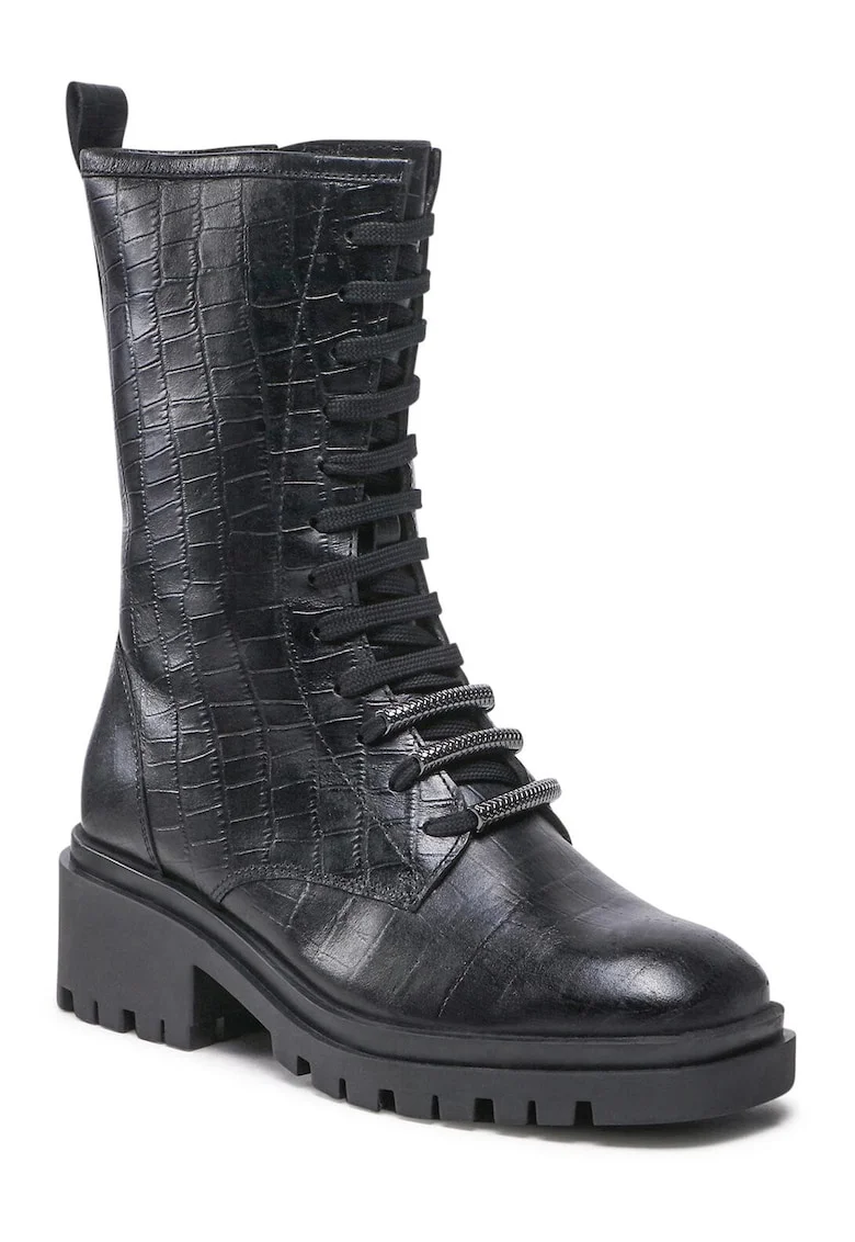 Pantofi dama,  piele naturala, negru, fermoar,