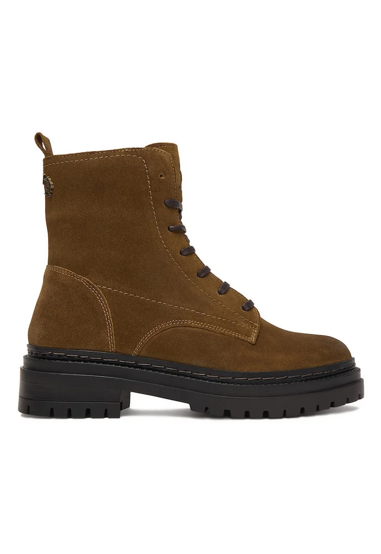 Ghete dama,  piele naturala, fermoar, maro,