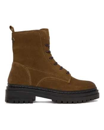 Ghete dama,  piele naturala, fermoar, maro,