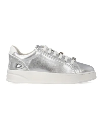 Pantofi sport din piele cu logo Iris Laminated, Alb murdar/Argintiu
