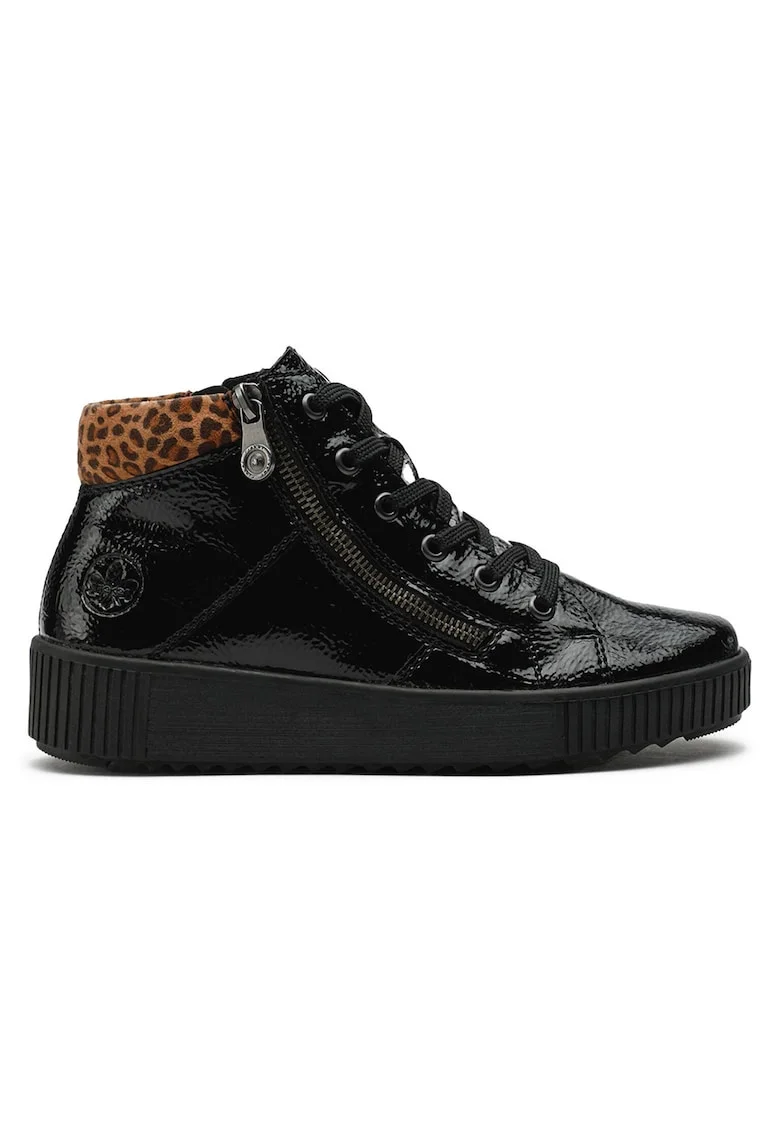 Pantofi dama,  piele ecologica, fermoar, negru,