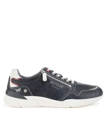 Pantofi barbati,  fermoar, material textil, albastru,