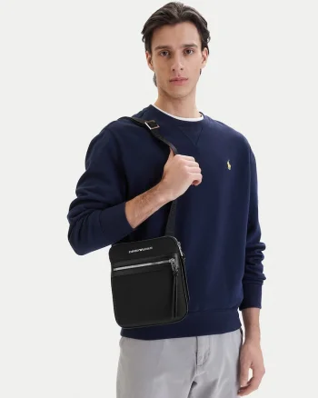 Geanta barbati,  material sintetic, negru, One Size INTL