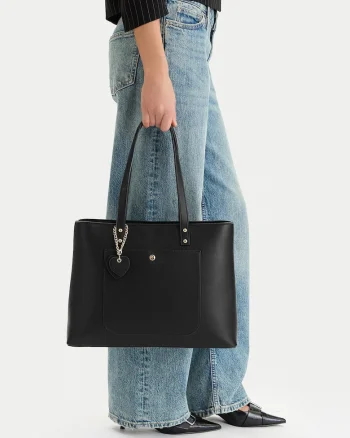 Geanta dama,  neagra, One Size INTL, design modern, poseta shopper