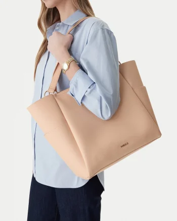 Geanta shopper  portocalie, dimensiune A4, pentru femei
