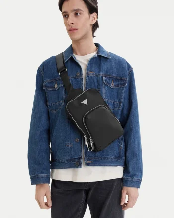 Geanta barbati,  neagra, One Size INTL, material textil