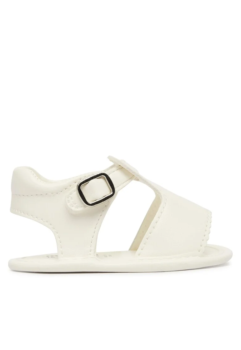 Sandale copii,  piele ecologica, alb, sistem inchidere Velcro,