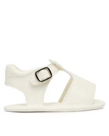 Sandale copii,  piele ecologica, alb, sistem inchidere Velcro,
