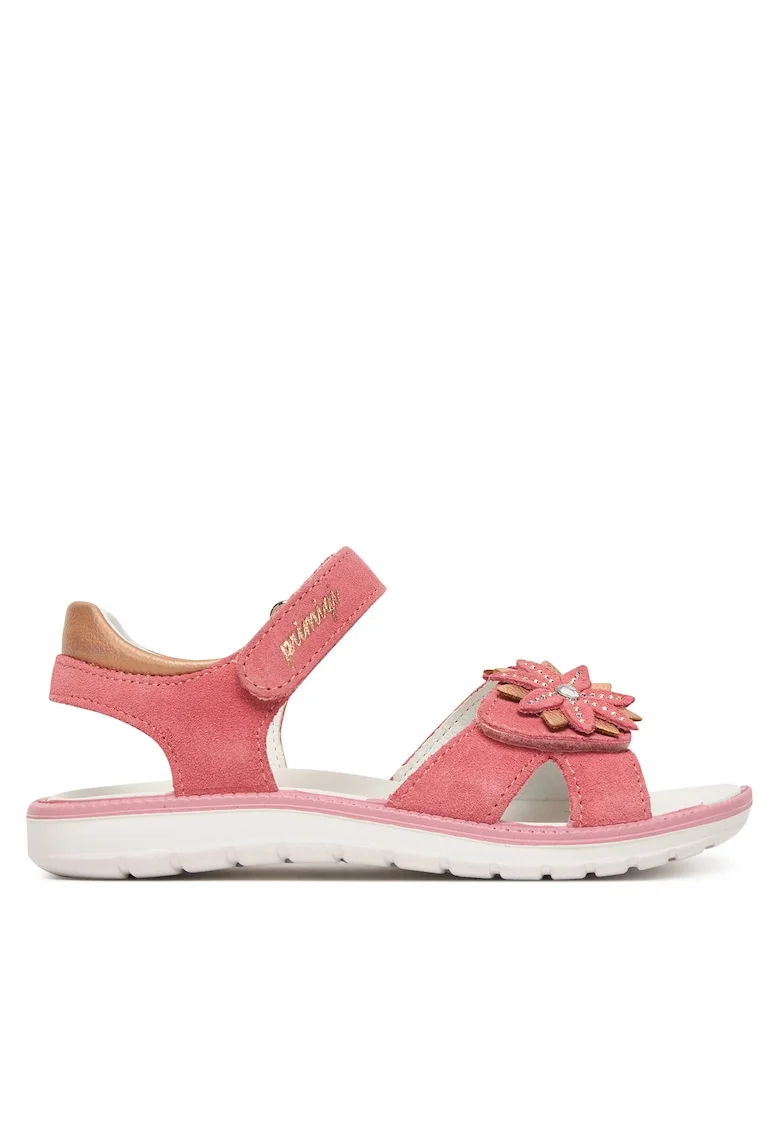 Sandale copii,  material piele naturala, roz, sistem inchidere Velcro