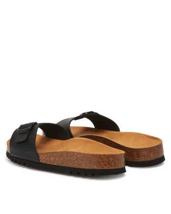 Papuci  piele naturala, negru, Negru