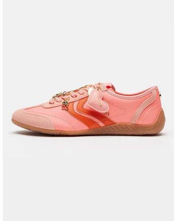 Pantofi sport cu insertii din piele intoarsa Bassett, Coral/Rosu vermillion