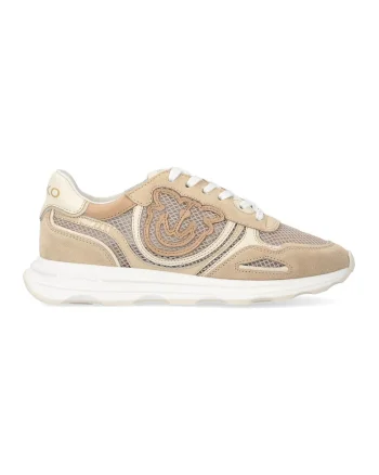 Pantofi sport din piele intoarsa si plasa Zoe, Bej/Alb optic