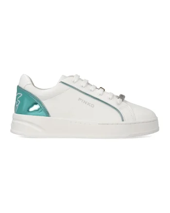 Pantofi sport low-cut din piele Iris, Alb murdar/Albastru petrol