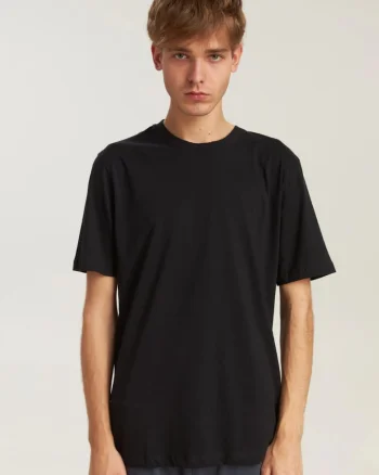Tricou uniton din bumbac, cu maneca scurta, pentru barbati, Negru