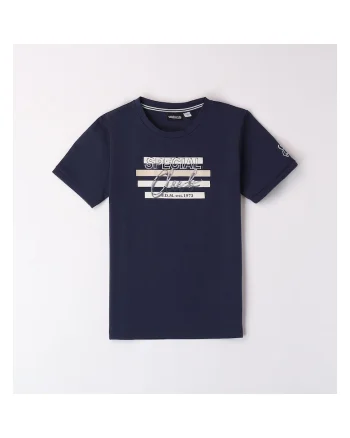 Tricou cu imprimeu si text brodat pentru baiat, 0.8721, Albastru inchis