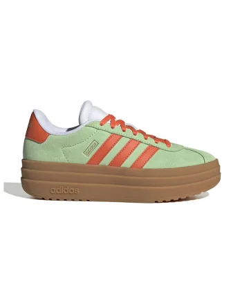 Pantofi sport Court Bold din piele intoarsa cu talpa flatform, Portocaliu deschis/Verde fistic