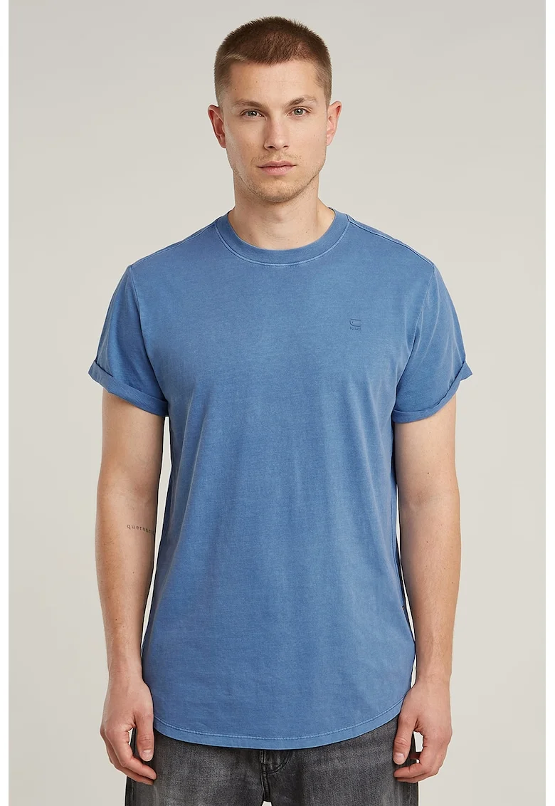 Tricou relaxed fit din bumbac organic Lash, Albastru pastel