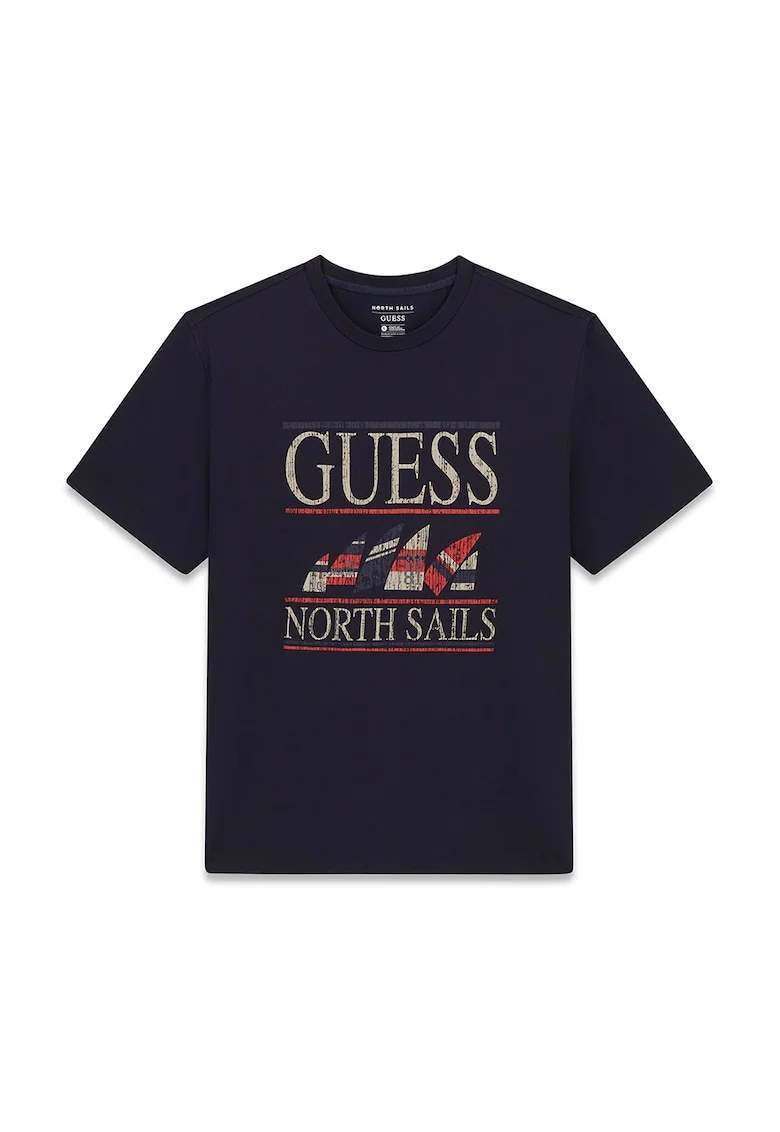 Tricou cu decolteu la baza gatului North Sails, Rosu/Bej deschis/Bleumarin