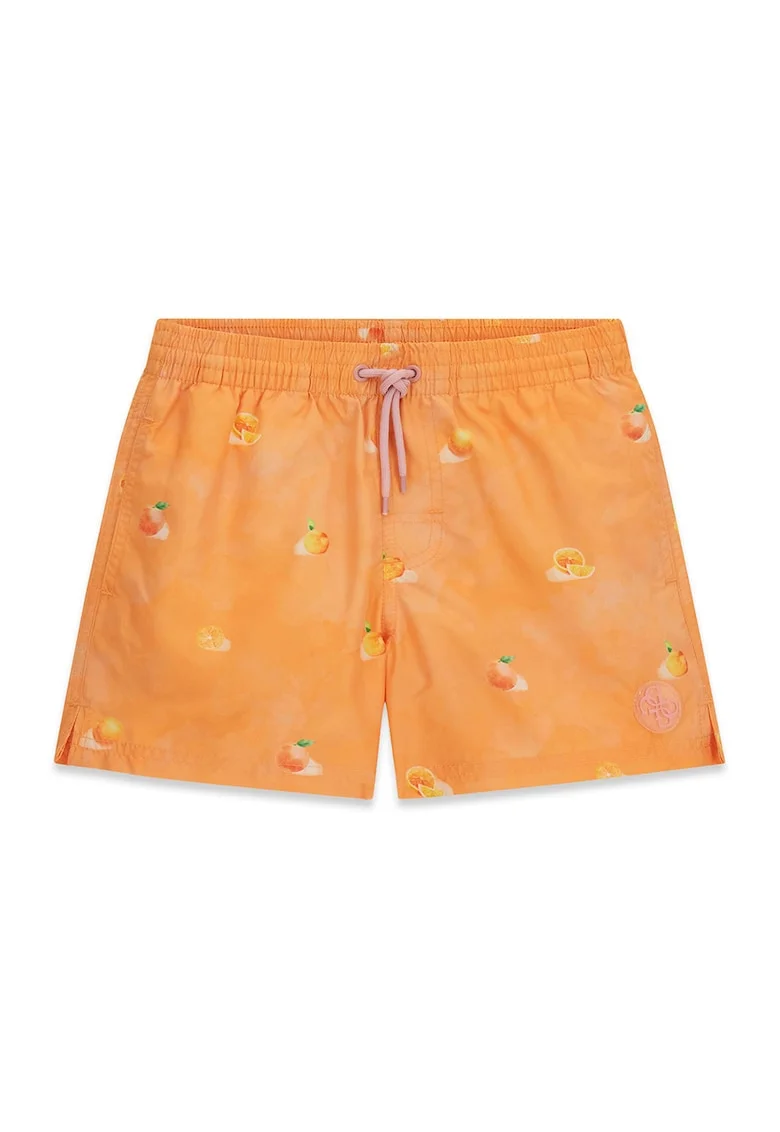 Pantaloni scurti de baie cu snur si model, Portocaliu deschis