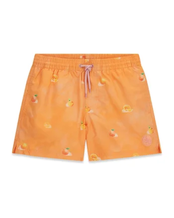 Pantaloni scurti de baie cu snur si model, Portocaliu deschis