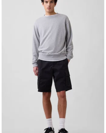Pantaloni scurti cargo uni, Negru,