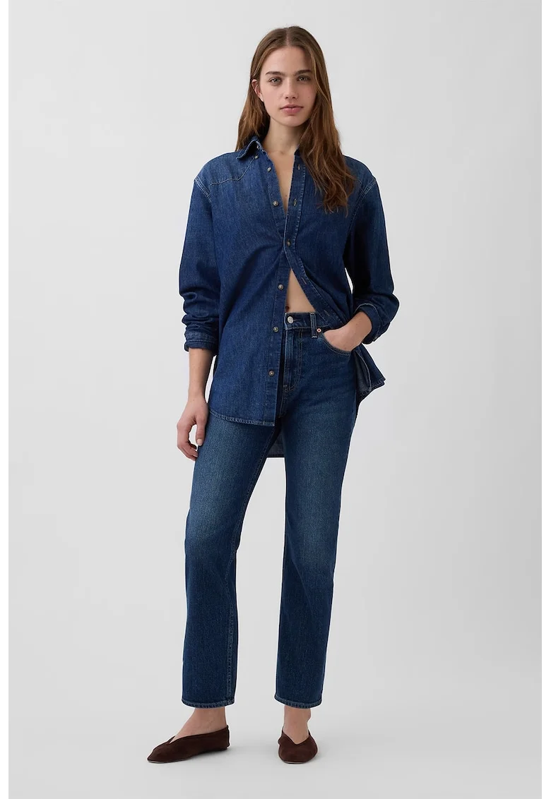Blugi slim fit cu croiala dreapta, Albastru inchis,