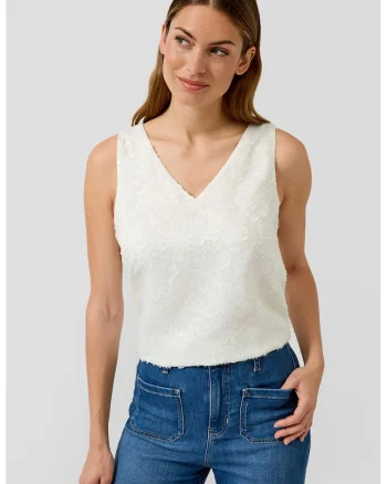 Bluza uni cu decolteu in V, Alb murdar,