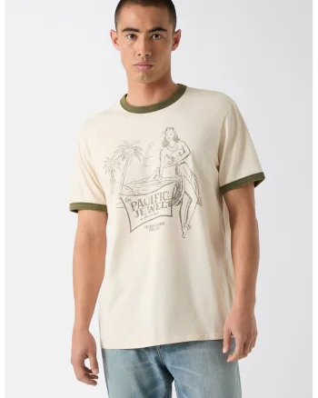 Tricou din bumbac cu imprimeu tropical, Verde feriga/Crem