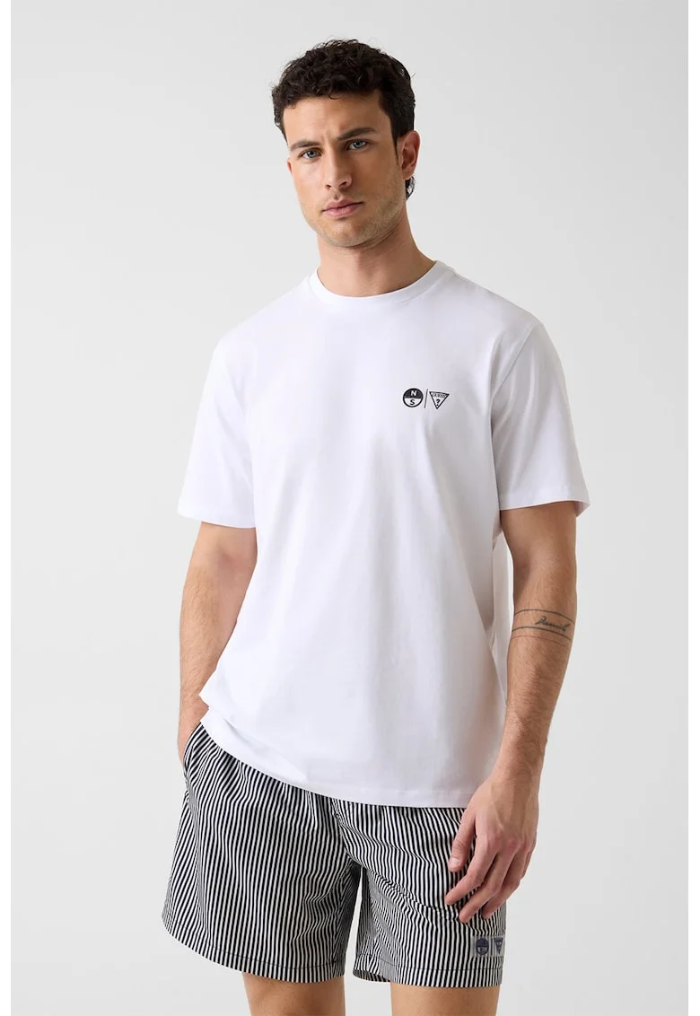 Tricou cu decolteu la baza gatului North Sails, Albastru royal/Alb optic