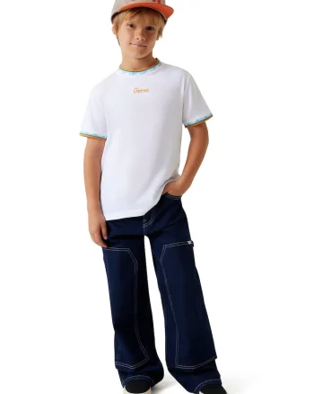 Tricou de bumbac cu logo, Alb murdar