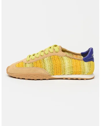 Pantofi sport low-cut cu garnituri de piele intoarsa, Galben/Maro camel/Verde fistic