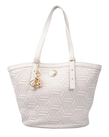 Geanta shopper cu model in relief, Crem