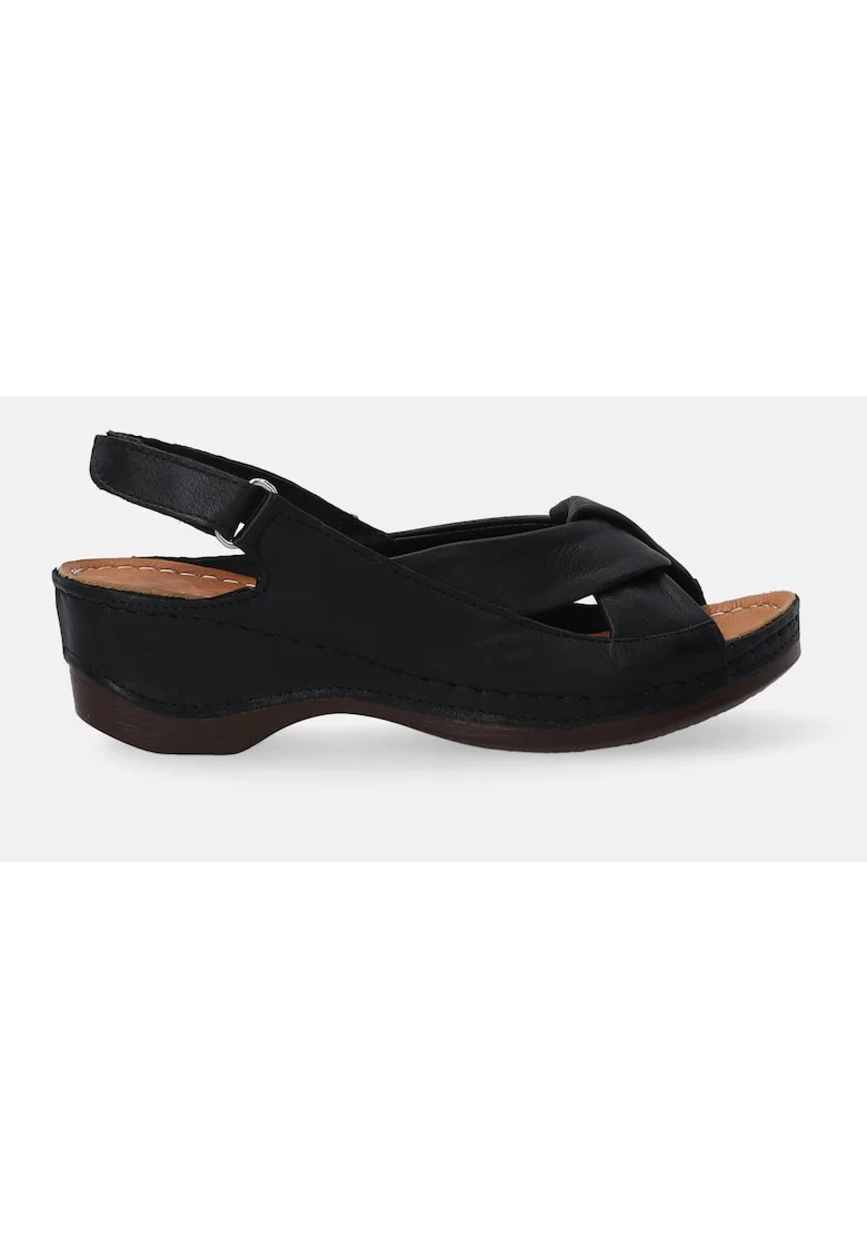 Sandale din piele cu decupaje, Negru