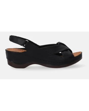 Sandale din piele cu decupaje, Negru