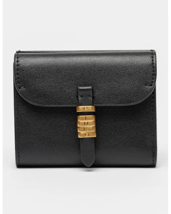 Portofel de piele cu logo, Negru carbon