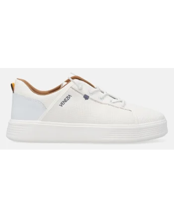 Pantofi sport uni din material textil cu flatforma, Alb