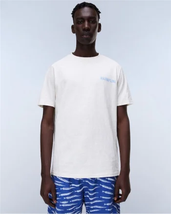 Tricou lejer din bumbac cu imprimeu logo pe spate Elio