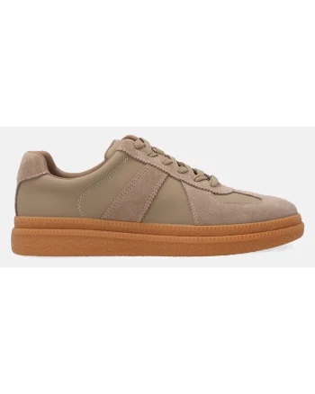Pantofi sport din piele si piele intoarsa, Bej
