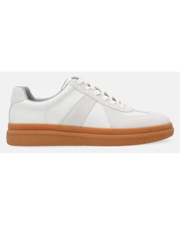 Pantofi sport din piele si piele intoarsa, Alb