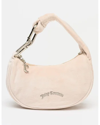 Geanta hobo mica cu aspect catifelat Bolssom, Bej deschis
