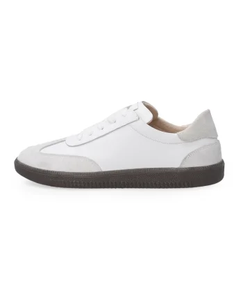 Pantofi sport din piele cu detalii din piele intoarsa, Alb