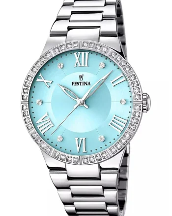 Ceas din otel inoxidabil decorat cu zirconia Boyfriend, Argintiu