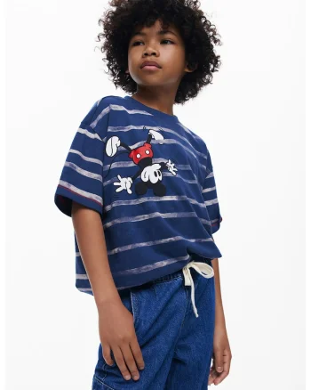Tricou din bumbac cu imprimeu Mickey Mouse, Gri/Bleumarin