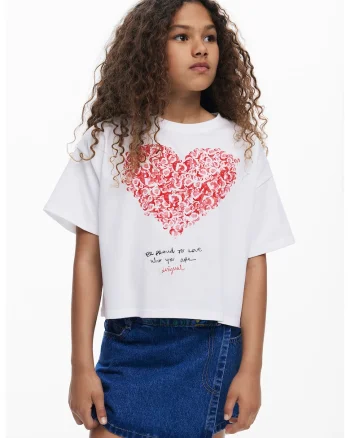 Tricou supradimensionat din bumbac cu imprimeu, Rosu/Alb
