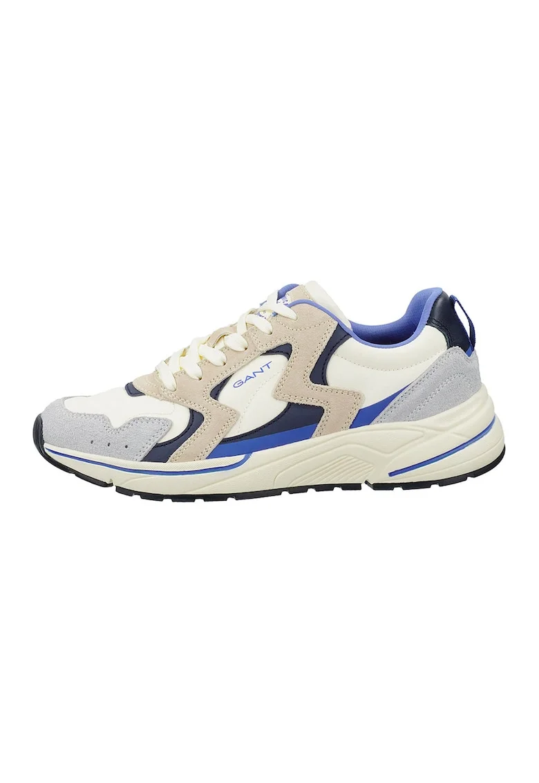 Pantofi sport din piele intoarsa cu garnituri din material textil Jatbro, Gri deschis/Albastru