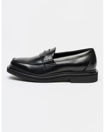 Pantofi loafer din piele cu logo Keaton, Negru